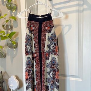 Elegant Multicolor Patterned Maxi Dress